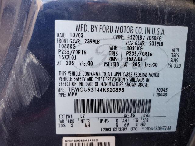 1FMCU93144KB20898 - 2004 FORD ESCAPE XLT BLUE photo 12