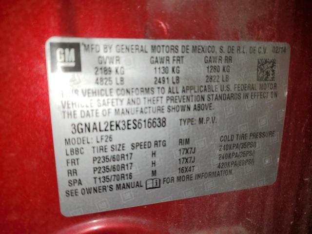 3GNAL2EK3ES616638 - 2014 CHEVROLET CAPTIVA LS წითელი ფოტო 13