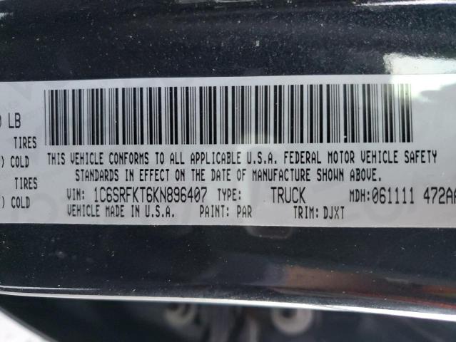 1C6SRFKT6KN896407 - 2019 RAM 1500 LONGHORN BLACK photo 12