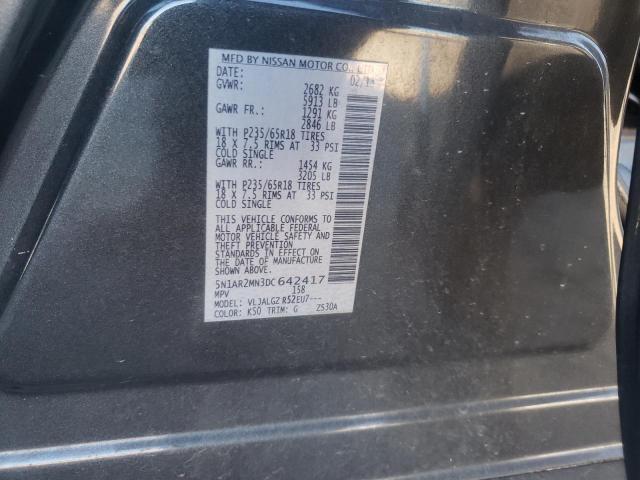 5N1AR2MN3DC642417 - 2013 NISSAN PATHFINDER S ნაცრისფერი ფოტო 13