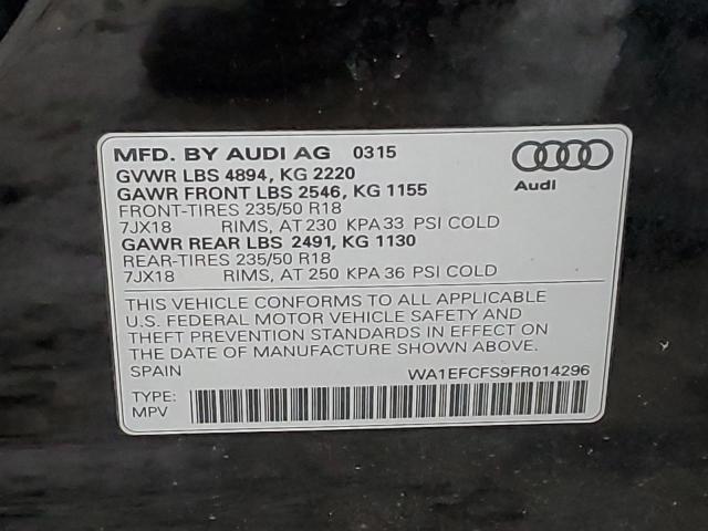 WA1EFCFS9FR014296 - 2015 AUDI Q3 PREMIUM PLUS BLACK photo 13