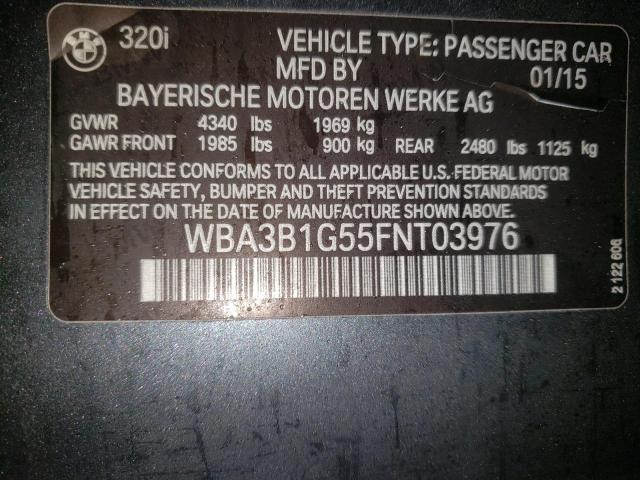 WBA3B1G55FNT03976 - 2015 BMW 320 I GRAY photo 12