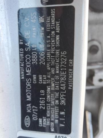 3KPFL4A78JE173276 - 2018 KIA FORTE LX SILVER photo 12