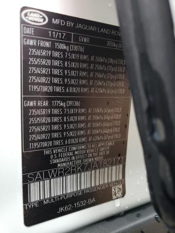 SALWR2RK7JA182171 - 2018 LAND ROVER RANGE ROVE HSE WHITE photo 14