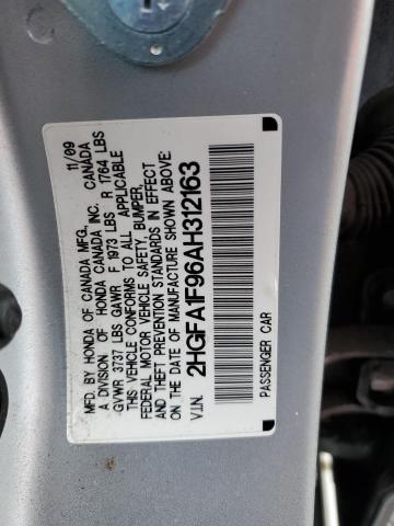 2HGFA1F96AH312163 - 2010 HONDA CIVIC EXL SILVER photo 12