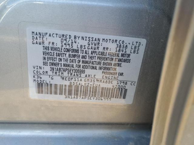 3N1AB7AP5EY306999 - 2014 NISSAN SENTRA S SILVER photo 12