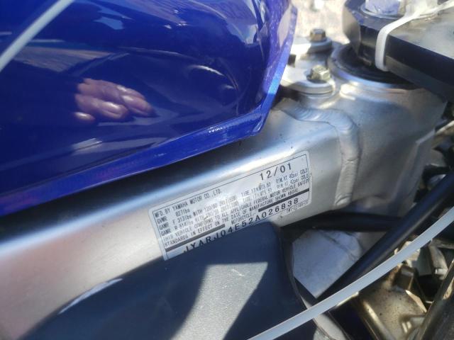 JYARJ04E52A026838 - 2002 YAMAHA YZFR6 L BLUE photo 10