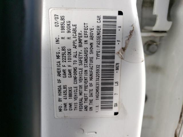 1HGCM56317A205932 - 2007 HONDA ACCORD SE WHITE photo 12