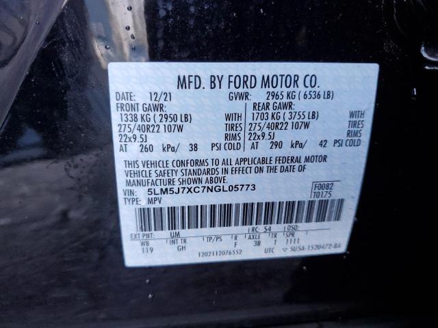 5LM5J7XC7NGL05773 - 2022 LINCOLN AVIATOR RESERVE BLACK photo 13