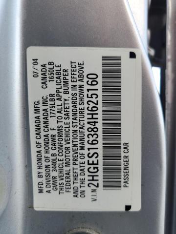 2HGES16384H625160 - 2004 HONDA CIVIC DX VP SILVER photo 12