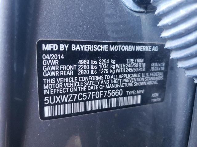 5UXWZ7C57F0F75660 - 2015 BMW X3 SDRIVE28I GRAY photo 12