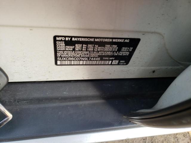 5UXCR6C07N9L74446 - 2022 BMW X5 XDRIVE40I WHITE photo 14