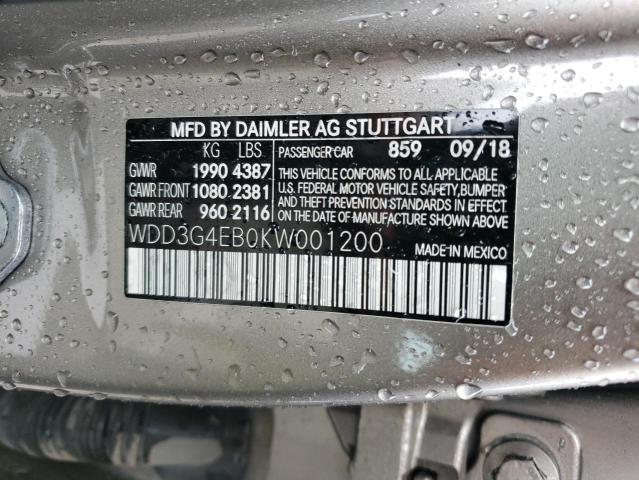 WDD3G4EB0KW001200 - 2019 MERCEDES-BENZ A 220 GRAY photo 12