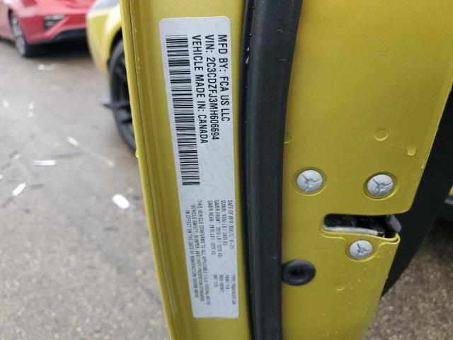 2C3CDZFJ3MH606694 - 2021 DODGE CHALLENGER R/T SCAT PACK YELLOW photo 12