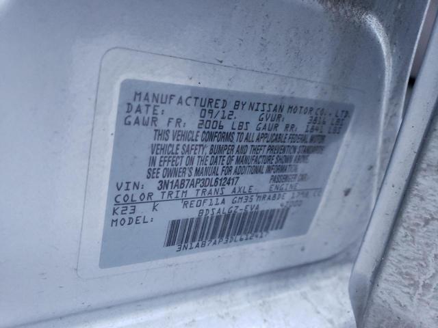 3N1AB7AP3DL612417 - 2013 NISSAN SENTRA S SILVER photo 12