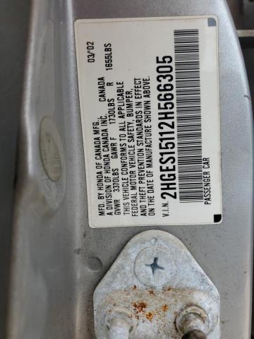 2HGES15112H566305 - 2002 HONDA CIVIC DX SILVER photo 12