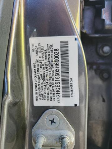 2HGES16505H600028 - 2005 HONDA CIVIC LX GRAY photo 12