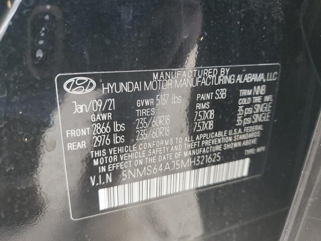 5NMS64AJ5MH321625 - 2021 HYUNDAI SANTA FE SEL Սև լուսանկար 14