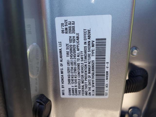 5FNYF7H56LB006529 - 2020 HONDA PASSPORT EXL ვერცხლისფერი ფოტო 13