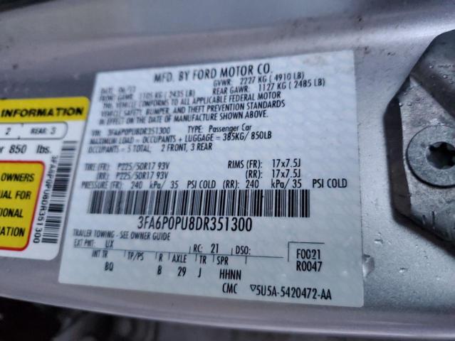 3FA6P0PU8DR351300 - 2013 FORD FUSION SE PHEV SILVER photo 13