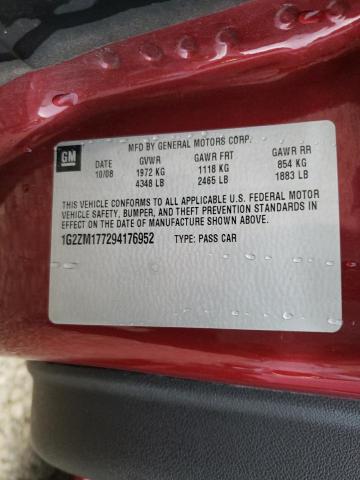 1G2ZM177294176952 - 2009 PONTIAC G6 GXP BURGUNDY photo 12