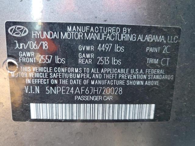 5NPE24AF6JH720028 - 2018 HYUNDAI SONATA SE GRAY photo 12