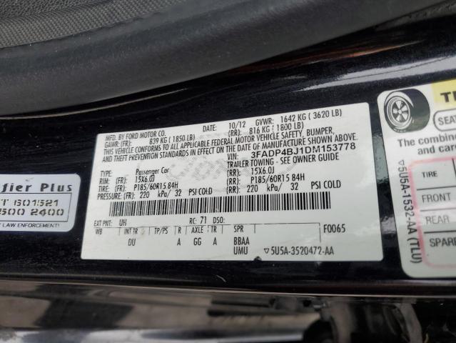 3FADP4BJ1DM153778 - 2013 FORD FIESTA SE BLACK photo 12