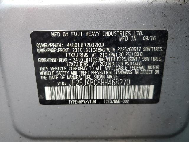 JF2SJABC8HH468270 - 2017 SUBARU FORESTER 2.5I SILVER photo 13