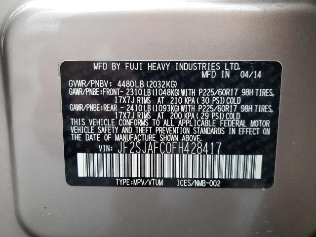 JF2SJAFC0FH428417 - 2015 SUBARU FORESTER 2.5I PREMIUM თაფლისფერი ფოტო 13