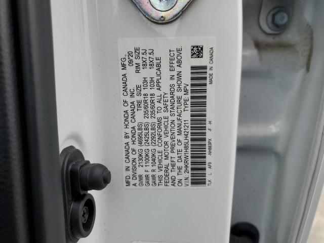 2HKRW1H85LH421211 - 2020 HONDA CR-V EXL WHITE photo 12