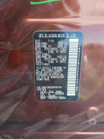 JN8AY2NE8H9700180 - 2017 NISSAN ARMADA PLATINUM BROWN photo 13