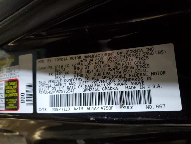 5TEUU42N08Z575541 - 2008 TOYOTA TACOMA ACCESS CAB 黑色 照片 12