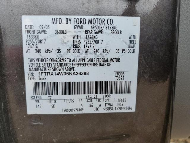 1FTRX14W06NA26388 - 2006 FORD F150 GRAY photo 12