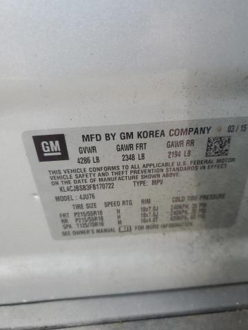 KL4CJBSB3FB170722 - 2015 BUICK ENCORE CONVENIENCE 银色 照片 12