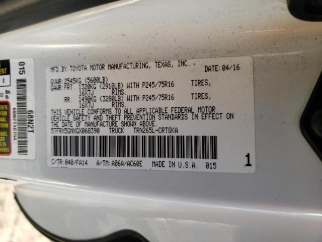 3TMJU62N76M027674 - 2006 TOYOTA TACOMA DOUBLE CAB PRERUNNER WHITE photo 12