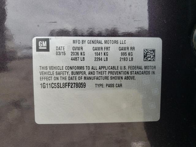 1G11C5SL8FF278059 - 2015 CHEVROLET MALIBU 1LT PURPLE photo 12
