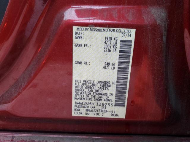 1N4AL3AP8FC129755 - 2015 NISSAN ALTIMA 2.5 RED photo 13