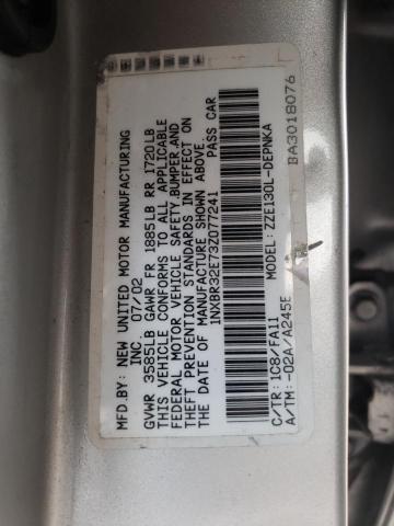 1NXBR32E73Z077241 - 2003 TOYOTA COROLLA CE SILVER photo 12