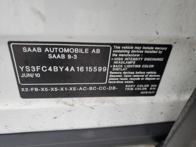 YS3FC4BY4A1615599 - 2010 SAAB 9-3 AERO WHITE photo 12