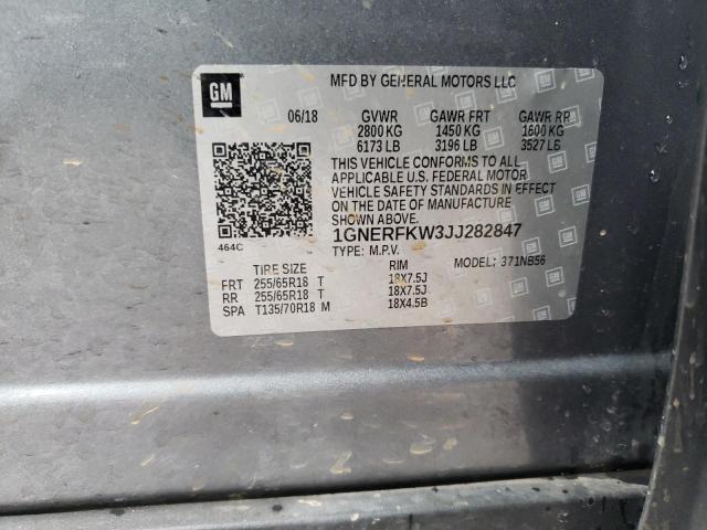 1GNERFKW3JJ282847 - 2018 CHEVROLET TRAVERSE LS GRAY photo 12