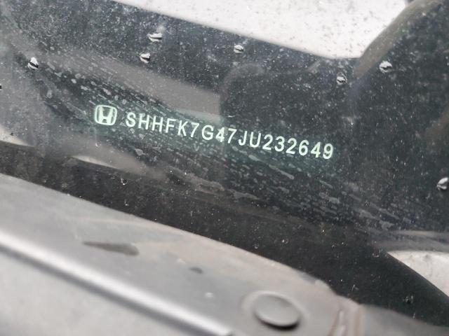 SHHFK7G47JU232649 - 2018 HONDA CIVIC SPORT Noir photo 12