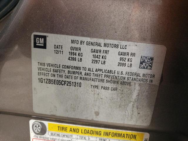 1G1ZB5E05CF251310 - 2012 CHEVROLET MALIBU LS BROWN photo 12