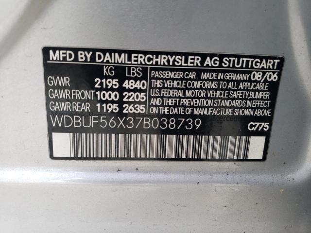 WDBUF56X37B038739 - 2007 MERCEDES-BENZ E 350 SILVER photo 12