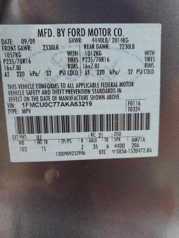 1FMCU0C77AKA63219 - 2010 FORD ESCAPE XLS GRAY photo 12