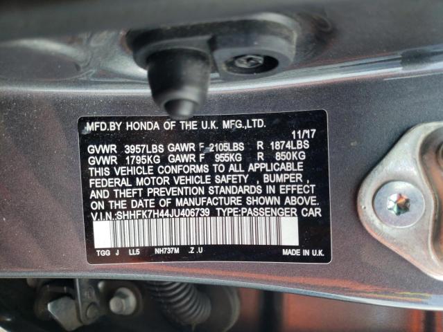 SHHFK7H44JU406739 - 2018 HONDA CIVIC SPORT 黑色 照片 12