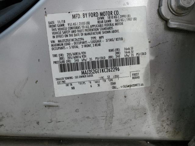 MAJ3S2GE1KC262296 - 2019 FORD ECOSPORT SE SILVER photo 14