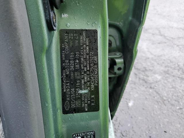 KMHCG45C75U615272 - 2005 HYUNDAI ACCENT GL GREEN photo 12