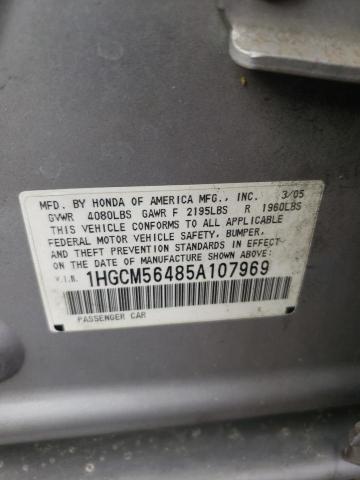 1HGCM56485A107969 - 2005 HONDA ACCORD LX SILVER photo 12