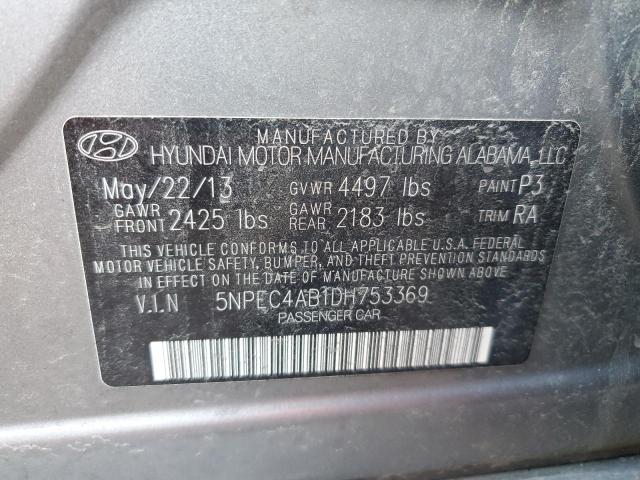 5NPEC4AB1DH753369 - 2013 HYUNDAI SONATA SE GRAY photo 13