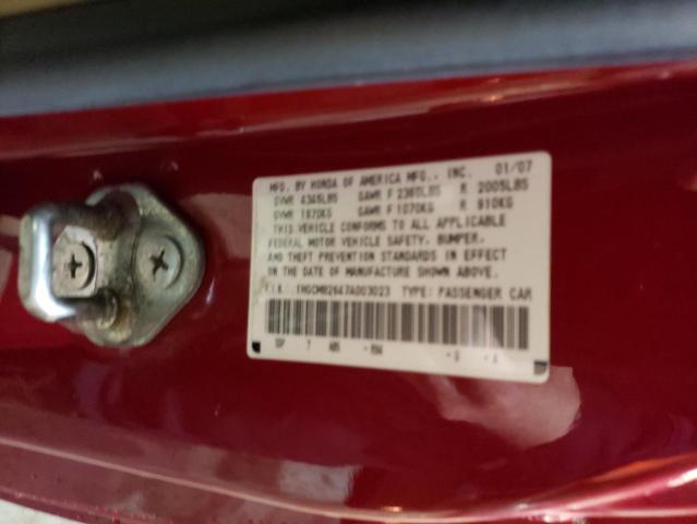 1HGCM82647A003023 - 2007 HONDA ACCORD EX RED photo 12